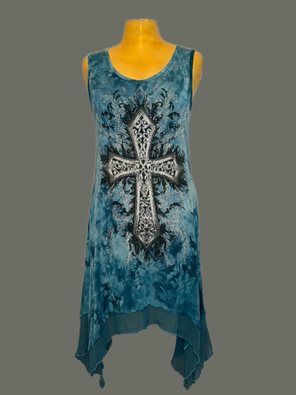 🦋🪙Y2K Rhinestone Cross Tie-Dye Tank Dress🪙🦋